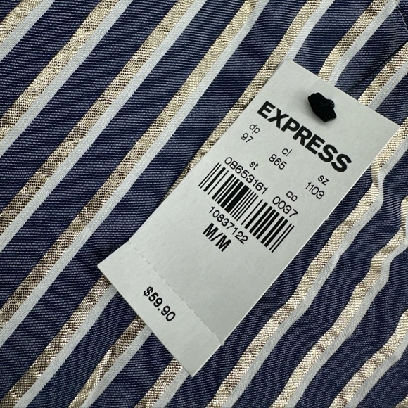 EXPRES COLD SHOULDER Gold Metallic Shirt Top Sz M $60 - Picture 4 of 6